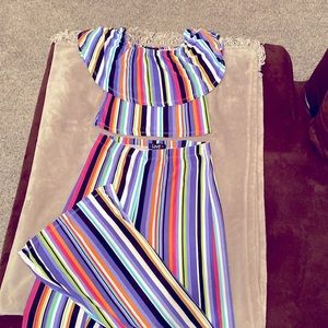 Two piece flare pant set.